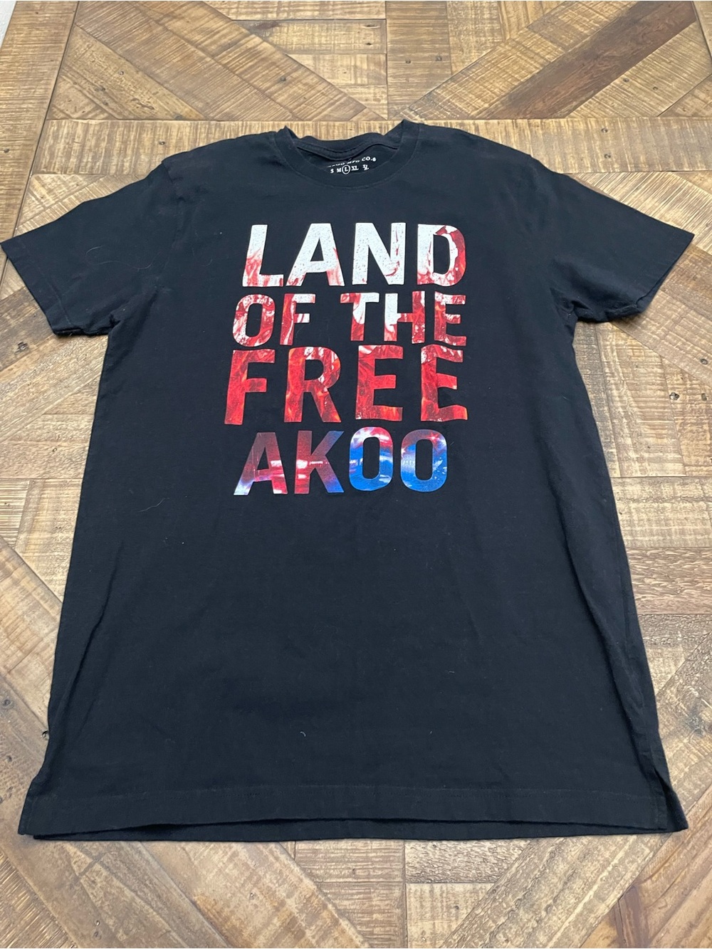 AKOO Clothing Men's Graphic T-Shirt Black Size L Land of the Free-Streetwear